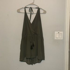 Green V-cut Romper